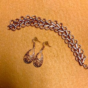 Striking Rose Gold BRACELET with matching EARRINGS